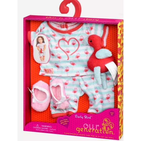 Our Generation Other - Our Generation Early Bird PJ's Doll Deluxe Outfit 18 Inch dress New